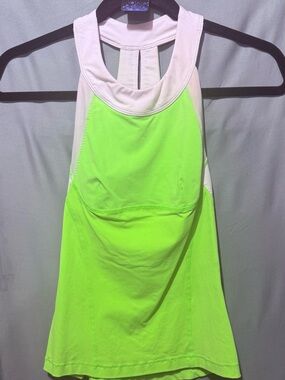 #30 lululemon athletica Neon yellow and White Racerback Tank